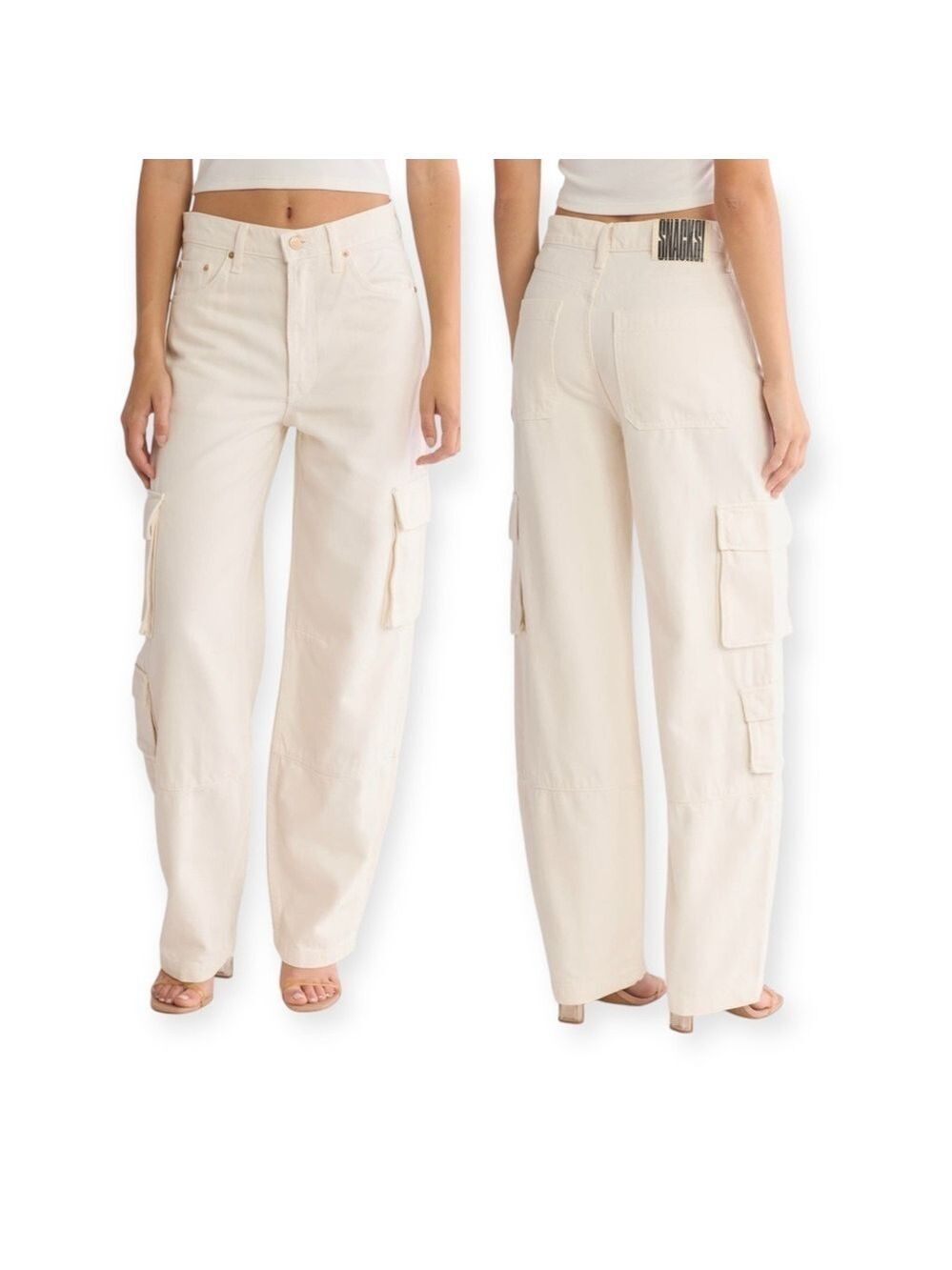 MOTHER Snacks The Side Dish Cargo Skimp Jeans Natural White Baggy Sz 31 NEW USA